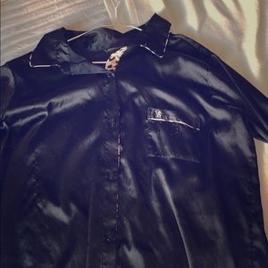 Victoria’s Secret Black pajama shirt cheetah print